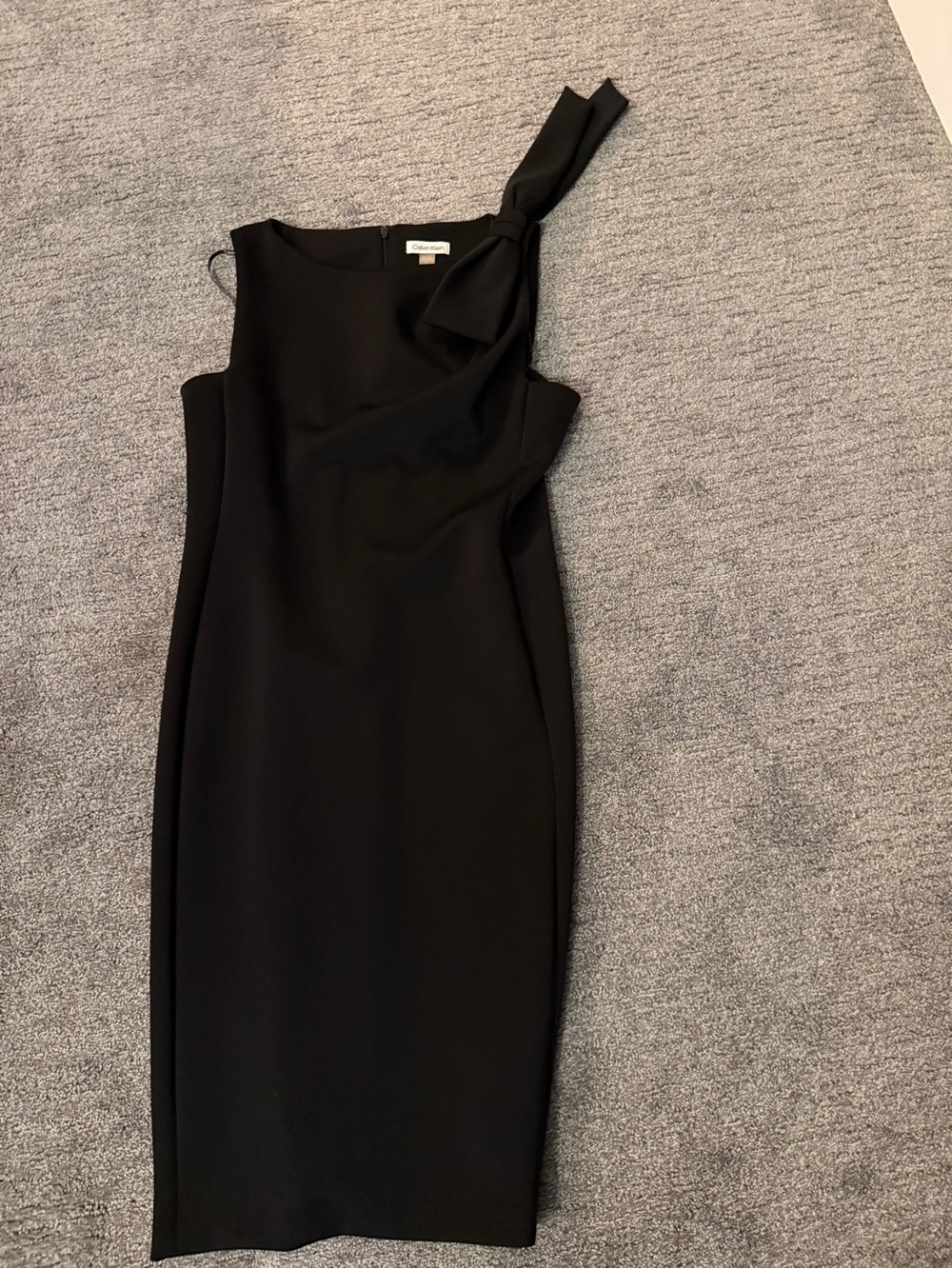 Calvin Klein Black One-Shoulder Sheath Dress with Bow Strap